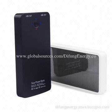 5,000mAh power bank, emergency solar power dual usb solar charger
